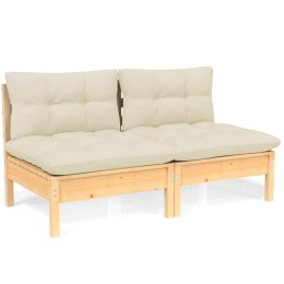 Lumarko 2-osobowa sofa ogrodowa z kremowymi poduszkami, drewno sosnowe!