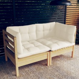  2-osobowa sofa ogrodowa z kremowymi poduszkami, drewno sosnowe Lumarko!