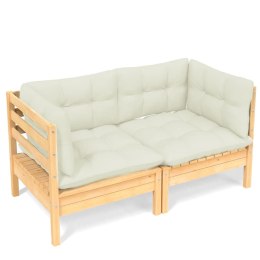 Lumarko 2-osobowa sofa ogrodowa z kremowymi poduszkami, drewno sosnowe!