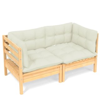  2-osobowa sofa ogrodowa z kremowymi poduszkami, drewno sosnowe Lumarko!