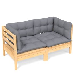 Lumarko 2-osobowa sofa ogrodowa z szarymi poduszkami, drewno sosnowe!