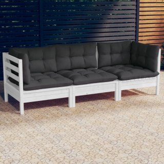  3-osobowa sofa ogrodowa z antracytowymi poduszkami, sosnowa Lumarko!