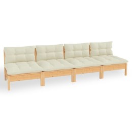  4-osobowa sofa ogrodowa z kremowymi poduszkami, drewno sosnowe Lumarko!