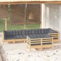  8-cz. zestaw wypoczynkowy do ogrodu, szare poduszki, sosna Lumarko!