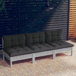  3-osobowa sofa ogrodowa z antracytowymi poduszkami, sosnowa Lumarko!