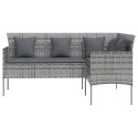  Sofa w kształcie litery L z poduszkami, rattan PE, szara Lumarko!