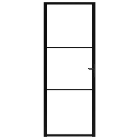  Drzwi wewnętrzne, szkło ESG i aluminium, 76x201,5 cm, czarne Lumarko!