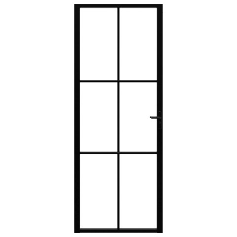  Drzwi wewnętrzne, szkło ESG i aluminium, 76x201,5 cm, czarne Lumarko!