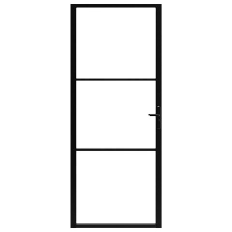 Drzwi wewnętrzne, szkło ESG i aluminium, 93x201,5 cm, czarne Lumarko!