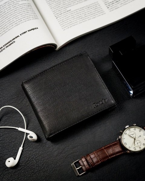  Poziomy Portfel Męski Ze Schowkiem Na Suwak, Skóra Naturalna, Rfid Stop !