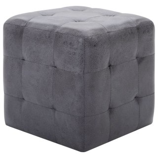  Pufy, 2 szt., szare, 30 x 30 x 30 cm, sztuczna skóra zamszowa Lumarko!