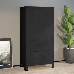 Lumarko Industrialna szafa, czarna, 90x50x180 cm, metalowa!