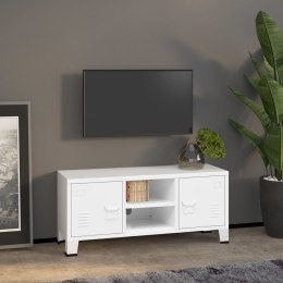  Industrialna szafka pod TV, biała, 105x35x42 cm, metalowa Lumarko!
