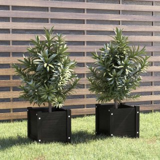  Donice ogrodowe, 2 szt., czarne, 31x31x31 cm, sosnowe Lumarko!