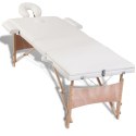 Kremowy składany stół do masażu 3 strefy z drewnianą ramą Lumarko!