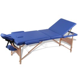 Lumarko Niebieski składany stół do masażu 3 strefy z drewnianą ramą!