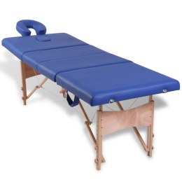 Lumarko Niebieski składany stół do masażu 4 strefy z drewnianą ramą!