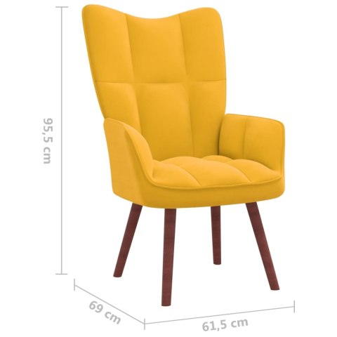  Fotel z podnóżkiem, musztardowy, obity aksamitem Lumarko!