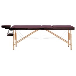  Składany stół do masażu, 3 strefy, drewniany, winny fiolet Lumarko!