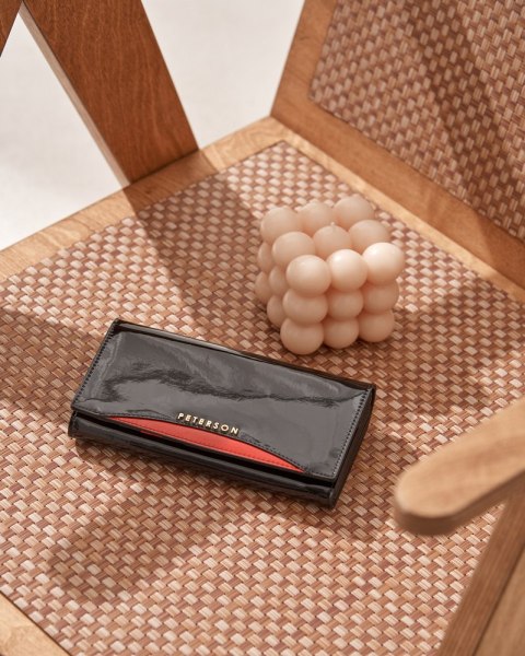 Duży skórzany portfel damski z portmonetką na bigiel — Peterson