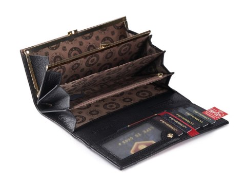 Duży skórzany portfel damski z portmonetką na bigiel — Peterson