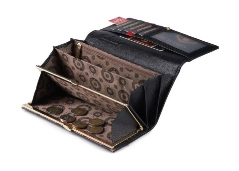 Duży skórzany portfel damski z portmonetką na bigiel — Peterson