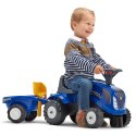 FALK Traktorek Baby New Holland Niebieski z Przyczepką + akc. od 1 roku Lumarko!