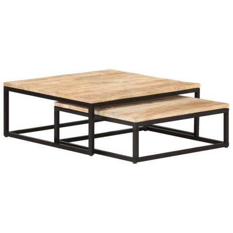  Stoliki kawowe wsuwane pod siebie, 2 szt., lite drewno mango Lumarko!