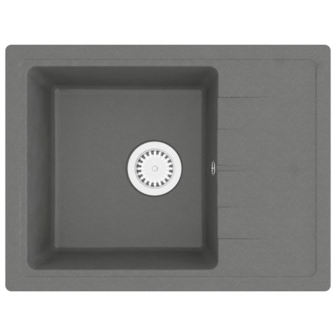  Owalny zlew kuchenny z otworem przelewowym, szary, granitowy Lumarko!
