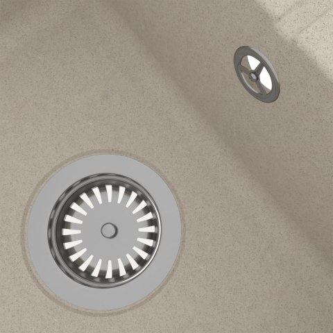  Owalny zlew kuchenny z otworem przelewowym, szary, granitowy Lumarko!