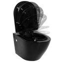  Podwieszana toaleta ceramiczna ze spłuczką podtynkową, czarna Lumarko!