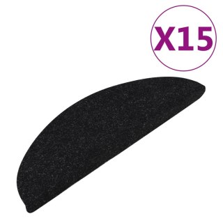 VidaXL Samoprzylepne nakładki na schody, 15 szt., 56x17x3 cm, czarne