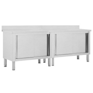  Stoły robocze, przesuwne drzwi 2 szt., 240x50x(95-97) cm, stal Lumarko!