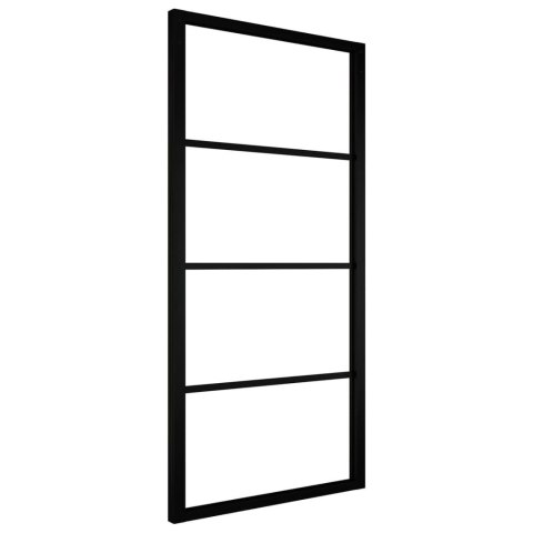  Drzwi przesuwne, aluminium i szkło ESG, 90x205 cm, czarne Lumarko!