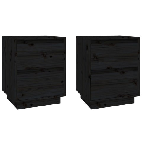  Szafki nocne, 2 szt., czarne, 40x35x50 cm, lite drewno sosnowe Lumarko!