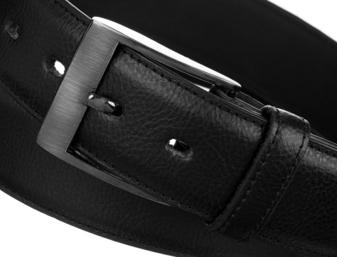 Skórzany pasek męski z tradycyjną srebrną klamrą — Rovicky