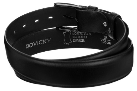 Skórzany pasek męski z tradycyjną srebrną klamrą — Rovicky