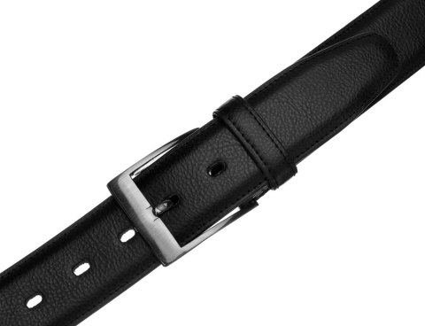 Skórzany pasek męski z tradycyjną srebrną klamrą — Rovicky