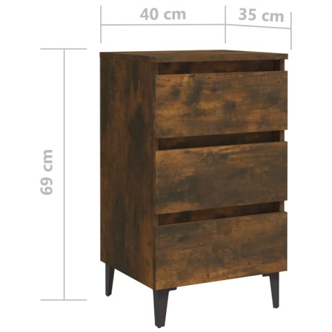  Szafka nocna z metalowymi nóżkami, przydymiony dąb, 40x35x69 cm Lumarko!