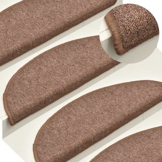 VidaXL Maty na schody 15 szt. 65x24x4 cm Brązowe półokrągłe duże