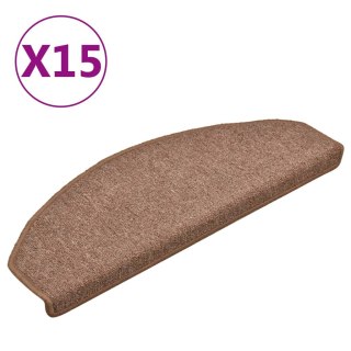 VidaXL Maty na schody 15 szt. 65x24x4 cm Brązowe półokrągłe duże