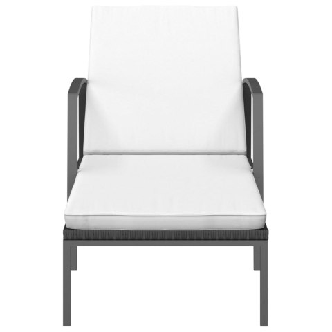  Leżak ogrodowy z poduszką, polirattan, czarny Lumarko!