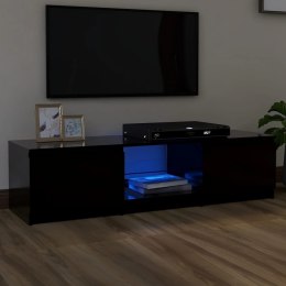  Szafka pod TV z oświetleniem LED, czarna, 140x40x35,5 cm Lumarko!