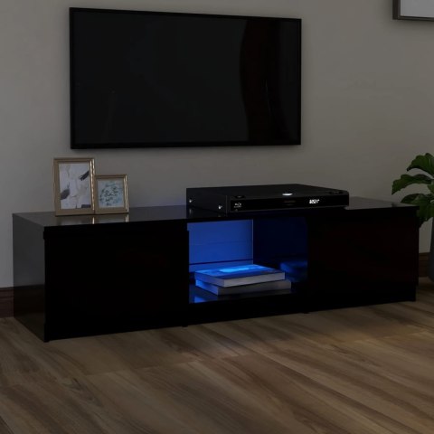  Szafka pod TV z oświetleniem LED, czarna, 140x40x35,5 cm Lumarko!