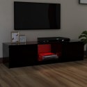  Szafka pod TV z oświetleniem LED, czarna, 140x40x35,5 cm Lumarko!