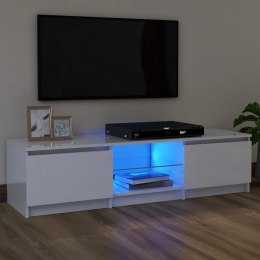  Szafka pod TV z oświetleniem LED, biała, połysk, 120x30x35,5 cm Lumarko!