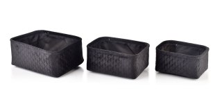 SARA BLACK KOMPLET 3 KOSZY L27x20xh11cm,M24x17xh11cm, S20x14xh10cm Lumarko!