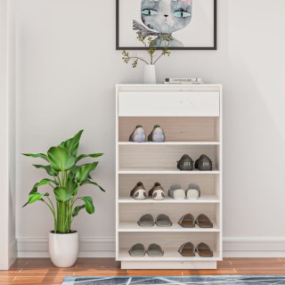  Szafka na buty, biała, 60x34x105 cm, lite drewno sosnowe Lumarko!