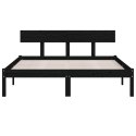 810121  Bed Frame Black Solid Wood 120x190 cm 4FT Small Double Lumarko!