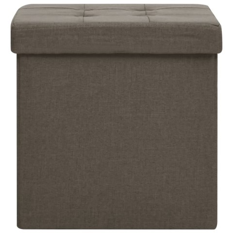  Składane stołki ze schowkiem, 2 szt., brązowe, sztuczny len Lumarko!